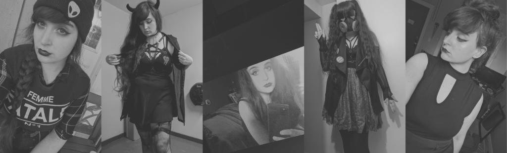 five black & white photos of me